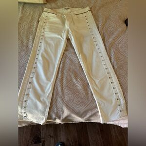 Zadig & Voltaire White Straight-Leg Jeans with Stud.